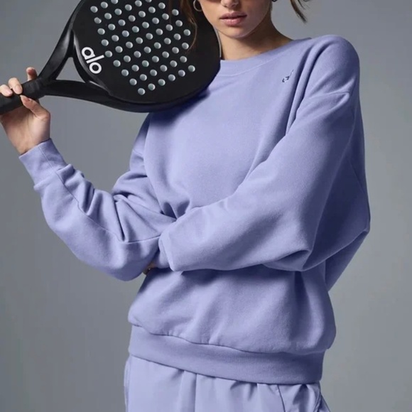 Alo Yoga Accolade Crewneck Sweatshirt Lilac Blue - Picture 3 of 3